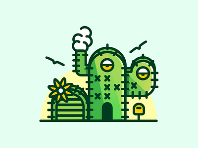 Still At Home 🌵 cactus house illustration