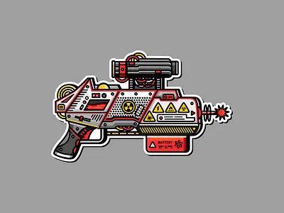 Totally Safe Ray Gun future illustration ray raygun sticker