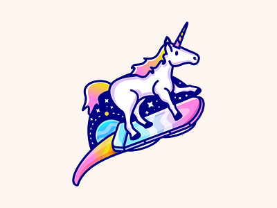 Unicorn blue design illustration outline simple space sticker vector