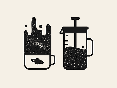Cosmic Coffee coffee icon illustration minimal outline space