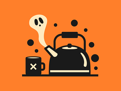 Creepy Kettle creepy design ghost halloween haunted illustration kettle orange simple tea