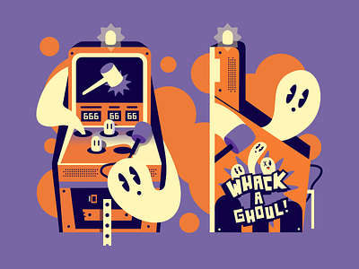 Whack-A-Ghoul! arcade design ghost ghoul halloween illustration scary simple spooky whack-a-mole