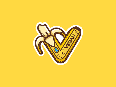 Banana Vegan Sticker banana food govegan logo sticker vegan vegetarian yellow