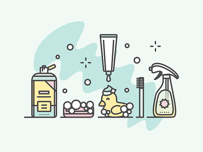 Clean clean ducky illustration shampoo soap