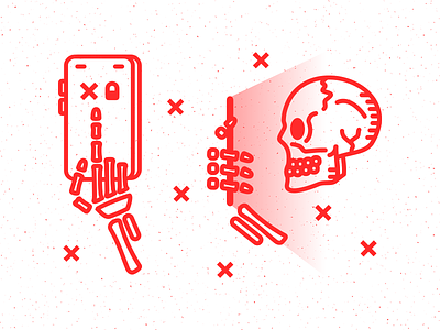 Biometric Error biometric finger fingerprint icons illustration outline phone simple skeleton skull