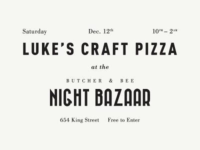 Night Bazaar charleston holiday pizza typography vintage