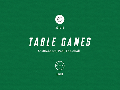 Table Games fooseball games icons pool shuffleboard typography