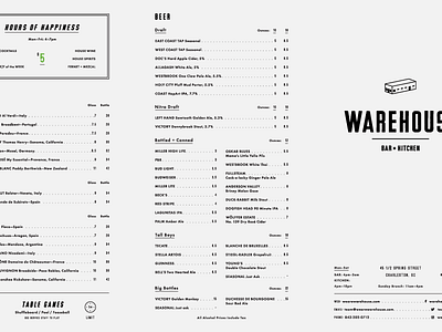 Bar + Kitchen design food and bev layout menu design print restaurant typography