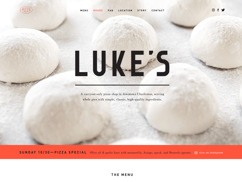 Luke's Craft Pizza pizza restaurant ui ux web web design website