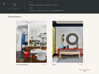 TG interior design interiors navigation portfolio ui ux web design website wip
