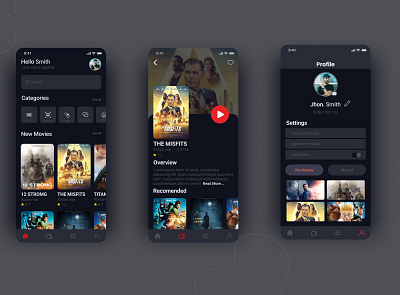 Movie Streaming App branding cinema app cinema booking tickets app design graphic design mobile app mobile app for movie movie app design movie streaming app ui ux