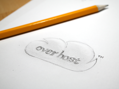 Sketch logo for Overhost cloud logo paper pencil sketch