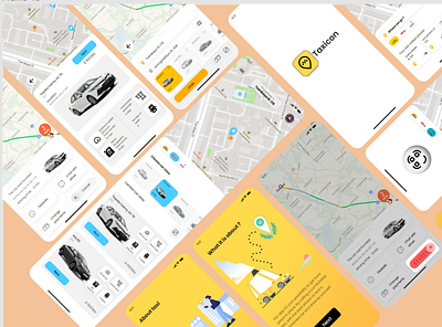 Taxicon app design illustration logo typography ui ux