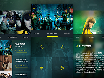 Watchmen UI Design Concept app dccomics interactiondesign interface ios mobile movie superheroes television ui uid watchmen