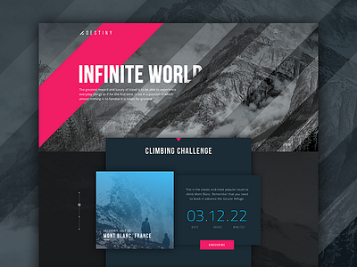 Destiny bold climbing diffuseshadows homepage landingpage sports ui website