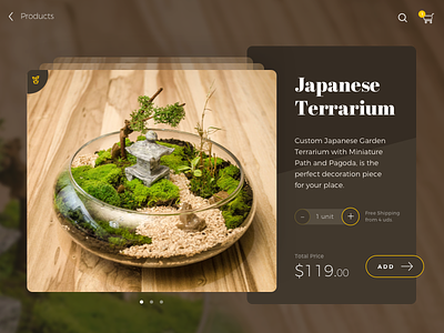 Shopping Cart UI - Japanese Terrarium appdesign cart decoration design ecommerce japanese shopping terrarium ui userinterface webdesign