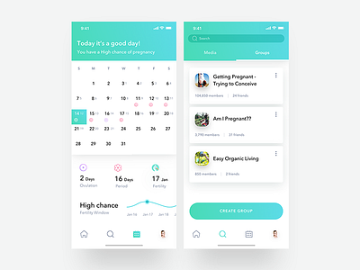 Storkura - Calendar and Groups app healthcare ios ixd mobile mockup pdoructdesign ui userinterface ux visualdesign