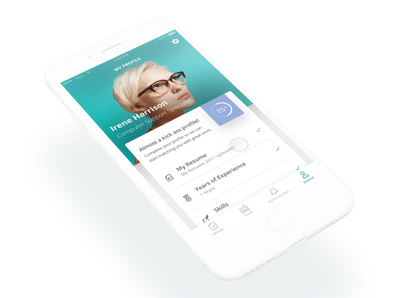 Spry - Profile Scroll Interaction app gif interaction ios iphone mobile ui uidesign ux visualdesign