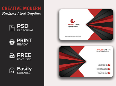 Creative Modern Business Card Design Template abstract business card business card business card design business card template modern business card visiting card