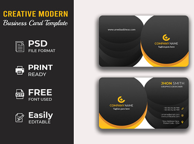 Creative Modern Business Card Design Template business card business card design business card template modern business card visiting card