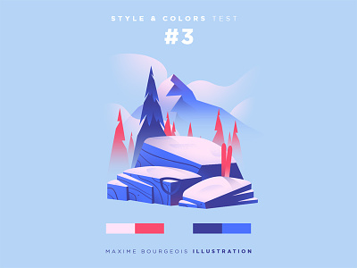 Style & Colors: Peak illustration mountain practice rock ski snow training tree