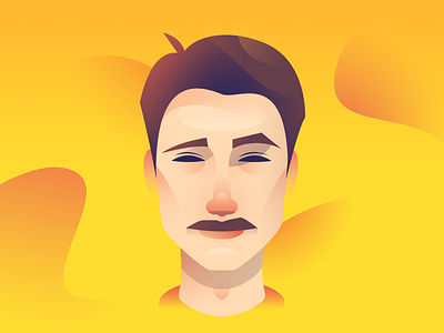 New Year, New Me 2017 avatar gradient illustration man moustache orange portrait self yellow