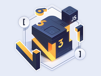 JavaScript Arrays in Depth code course cube illustration isometric javascript join number reduce slice