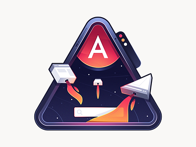 SEO Friendly Progressive Web Applications with Angular Universal badge browser code coding course illustration planet rocket search ship space