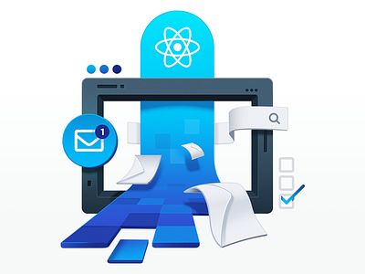 React Context for State Management code context course data gradient illustration mail notification react search state