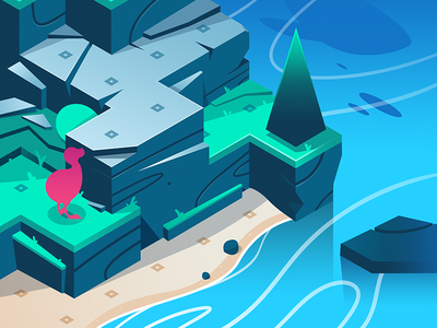 Dodo Peak - Style Frame app concept illustration island isometric mobile ocean video game