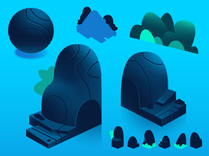 Dodo Peak | Rocks Concept concept reference texture forest rock isometric gradient illustration