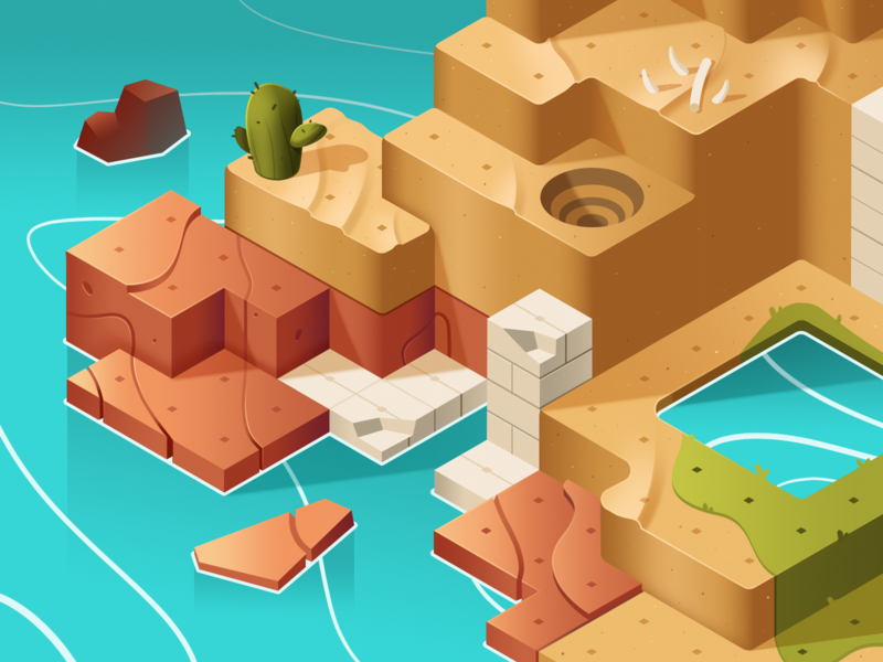 Dodo Peak | Desert Style Frame cactus concept art desert egyptian game art illustration isometric oasis