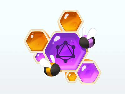Designing GraphQL Schemas bee bubble code gradient honeybee honeycomb illustration
