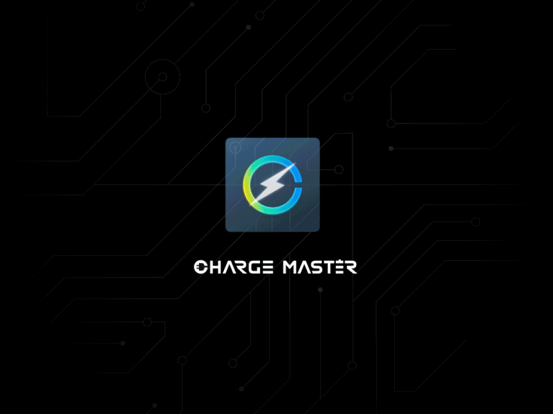 Splash concept for Charge Master app battery charge chips circuit cpu electric lightning splash