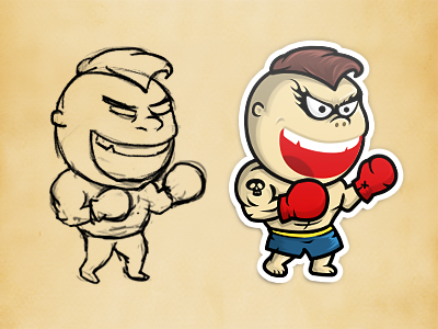 Game character boxer boxing character drawing fight game sketch sticker
