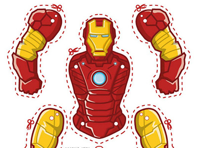 Iron Man cut out puppet crafts diy jumping jack marvel paper superheroes vector