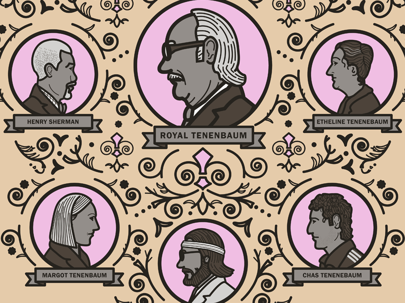 The Royal Tenenbaums and friends chas illustrator margot movie richie vector wes andersson