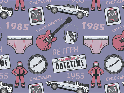 Back to the Future Pattern back to the future movies time machine vector