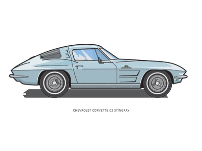 1963 Chevrolet Corvette C2 (Stingray) 2d cars illustrator vector