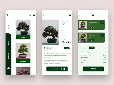 Bonsai Plant Selling App Ui/Ux Design app app design design e commerce graphic design mobile app online store plant selling plant selling app ui uiux ux