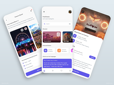 Event Booking App Ui Design app design dailyui e commerce app event booking app event booking ui mobile app ticket booking app ui ui challenge ui inspiration uiux ux