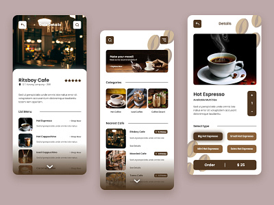 Coffee Ordering app Ui android app design app design coffee shop coffee shop ui graphic design ios app mobile app mobile app design online store starbucks ui uiux