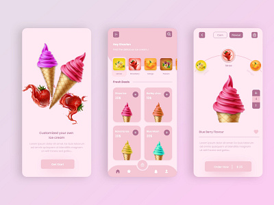 Ice Cream Ordering Shop App Ui Design adobe xd app design e commerce app figma design graphic design ice cream app ice cream ui mobile app design ui ui ux ui ux kit user interface
