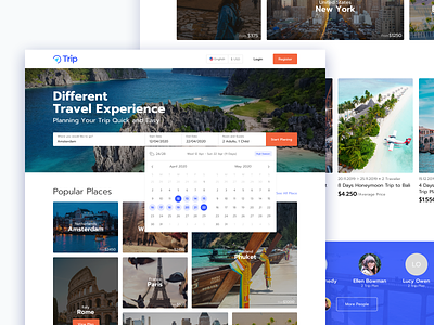 Trip planer web home page UI application asian booking card design simple travel agency travel app travel experience traveling trip card trip planner tripplanner trippy trips type typography ui