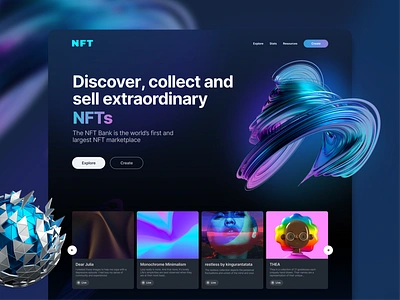 NFT Marketplace Concept Landing Page Design application blockchain branding concept conceptdesign crypto dark darkwebsite kripto landingpage nft nftmarketplace notification simple ui user webdesign