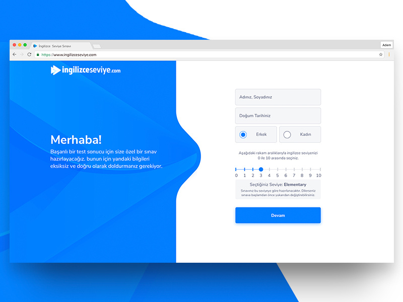 English Placement Test Login Form By Adem AY On Dribbble