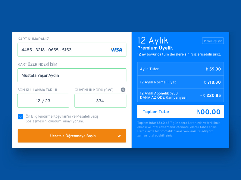 Easy checkout form by Adem AY on Dribbble
