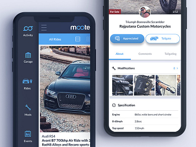Mooters Network design interface ios menu mooters network social ui ux
