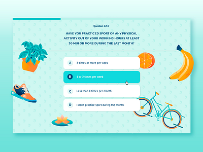 Survey banana bike illustration interactive interface questionnaire sneaker survey ui ux web