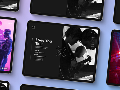 Music tour homepage black ipad mobile music music tour purple the xx ui wedesign